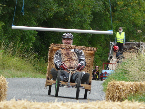 Head sticking out of roof